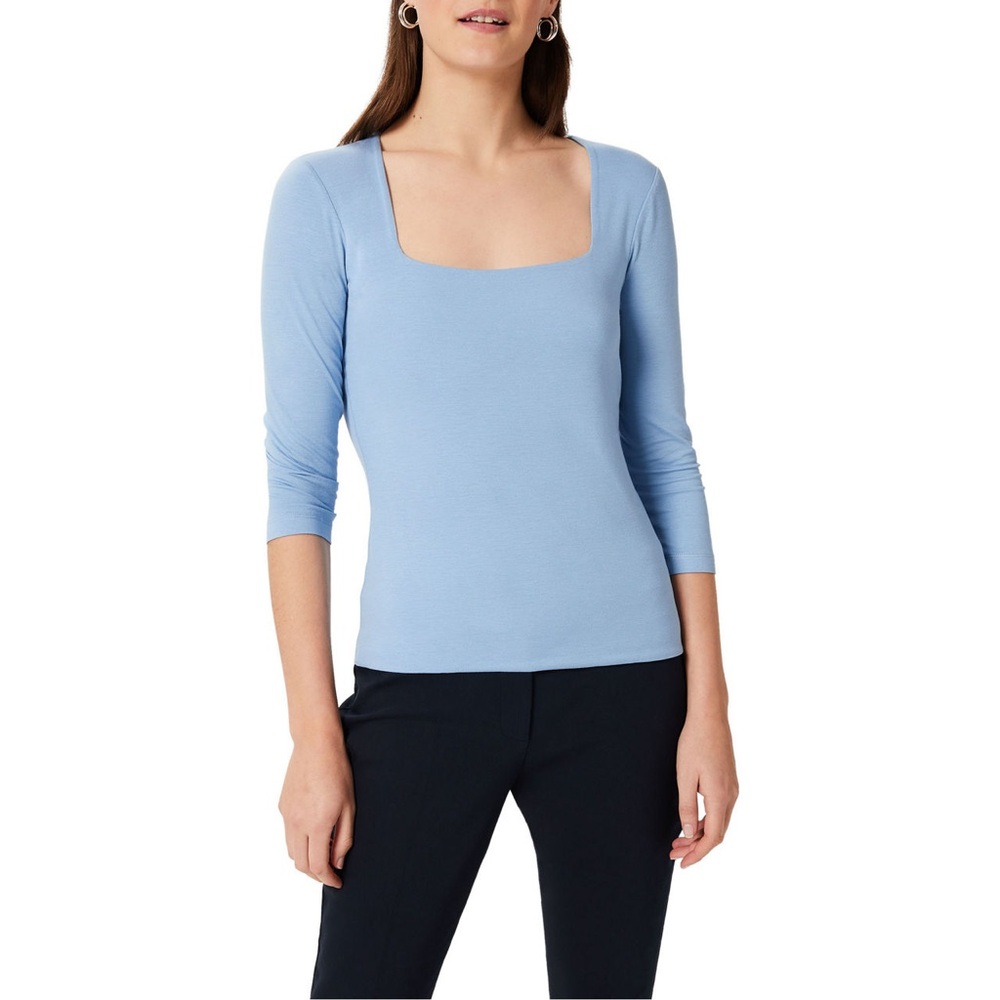 Hobbs London Debbie Square Neck Top In Serene Blue | Size M | EUC | (TC)